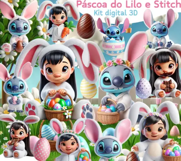 Kit De Pascoa Stitch Png Para Projetos Criativos E Scrap 2