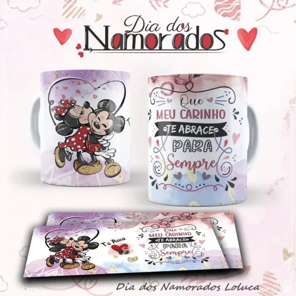 Kit de Sublimação Mickey para Canecas Românticas