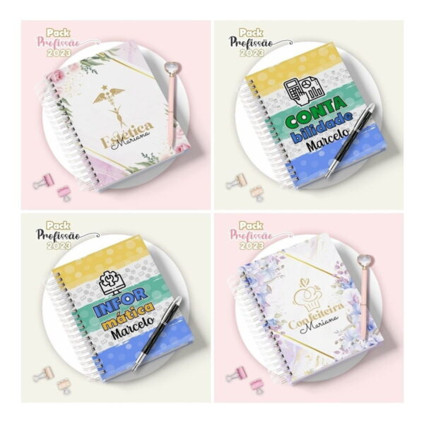 Kit Digital Agenda Planner Profissões C/ Capa Miolo E Caneca