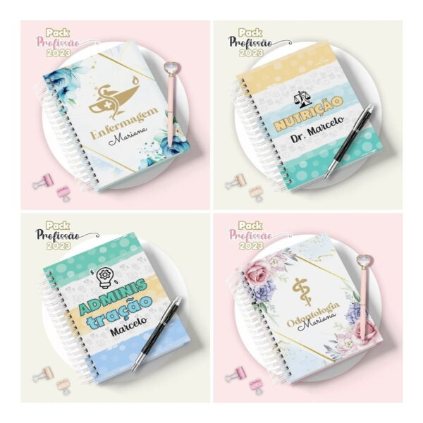 Kit Digital Agenda Planner Profissões C/ Capa Miolo E Caneca