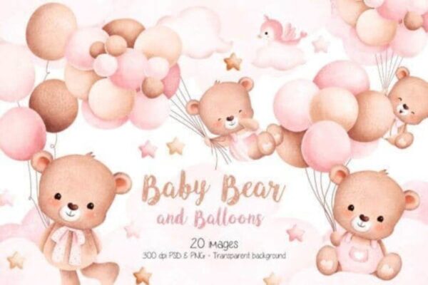 kit digital baby bear girl png kit digital baby bear