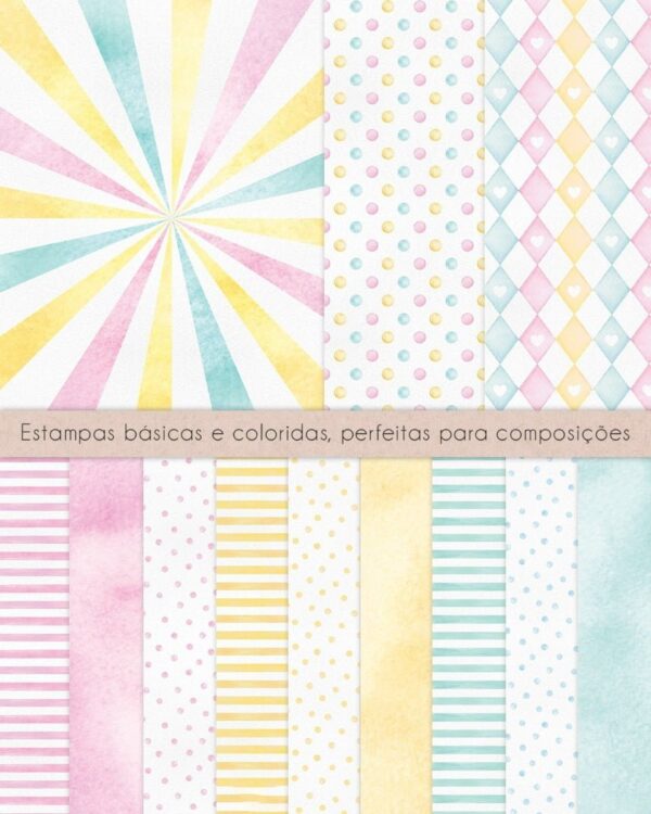 Kit Digital Circo Rosa Em Aquarela Ilustrações Png Scrapbook
