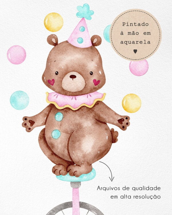 Kit Digital Circo Rosa Em Aquarela Ilustrações Png Scrapbook