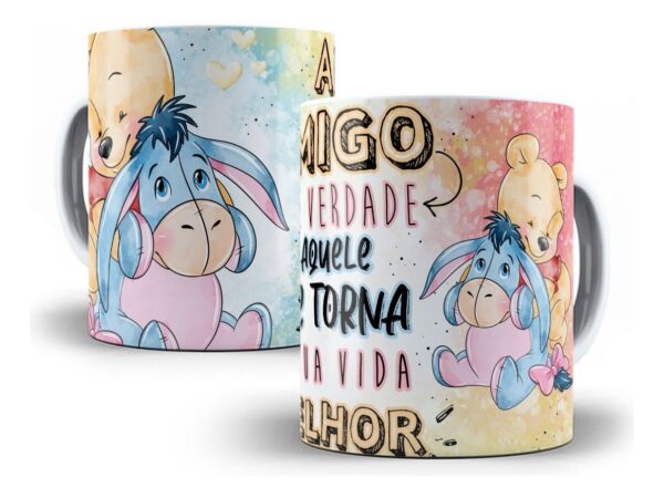 Kit Digital Dia Do Amigo Ursinho Pooh Caneca + Almofada Cdr