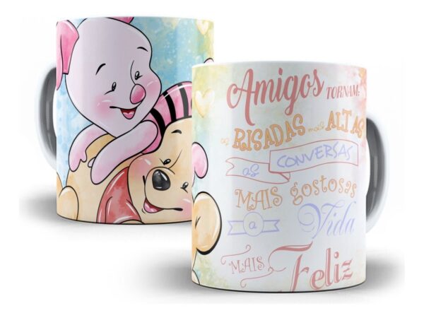 Kit Digital Dia Do Amigo Ursinho Pooh Caneca + Almofada Cdr