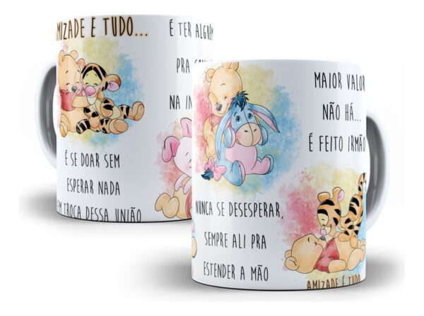 Kit Digital Dia Do Amigo Ursinho Pooh Caneca + Almofada Cdr