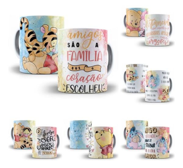 Kit Digital Dia Do Amigo Ursinho Pooh Caneca + Almofada Cdr