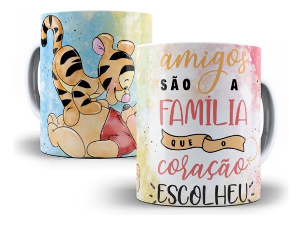 Kit Digital Dia Do Amigo Ursinho Pooh Caneca + Almofada Cdr
