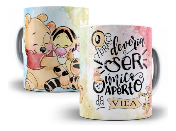 Kit Digital Dia Do Amigo Ursinho Pooh Caneca + Almofada Cdr