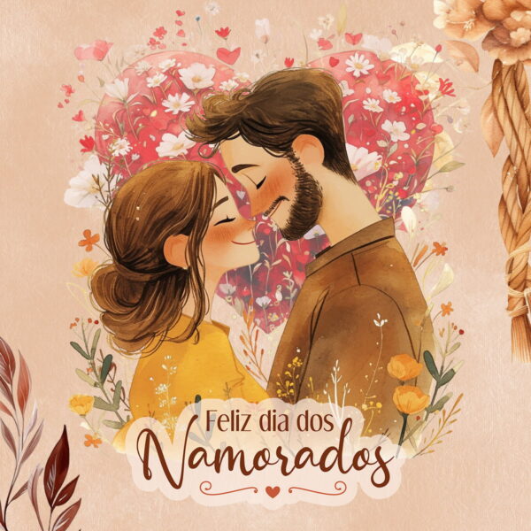 Kit Digital Dia dos Namorados Aquarela Png Lettering Frases