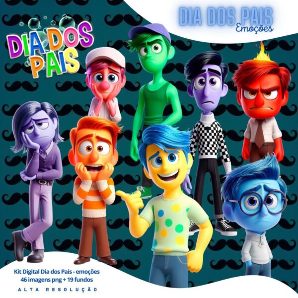 Kit Digital Dia dos Pais Emoções Divertidamente Png Imagens