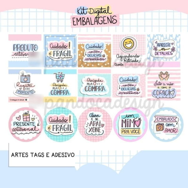 Kit Digital Embalagens Tags Cartão E Balinhas Para Cliente