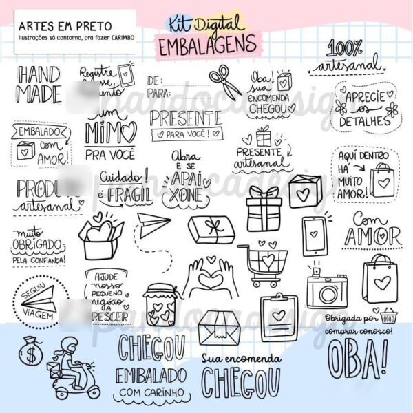 Kit Digital Embalagens Tags Cartão E Balinhas Para Cliente