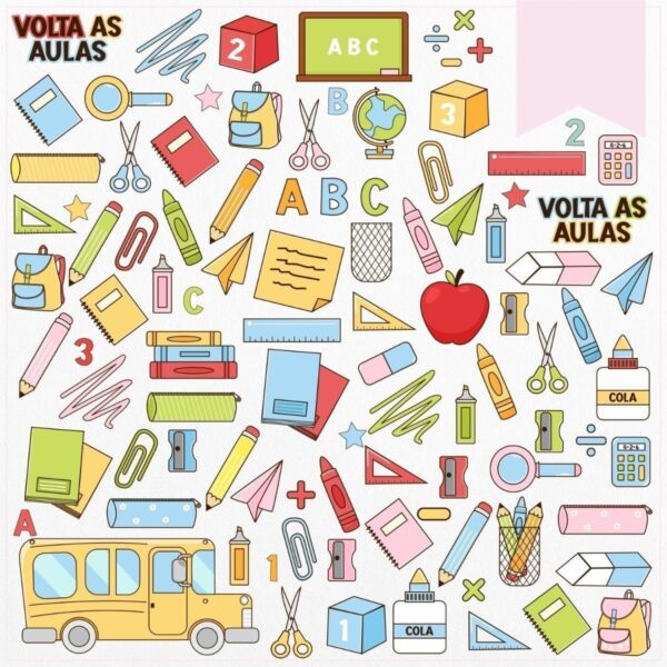 Kit Digital Escolar Volta Às Aulas Aluninhos Fofos Cute Png