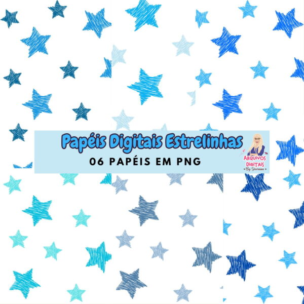 kit digital estrelas azuis png festa pronta