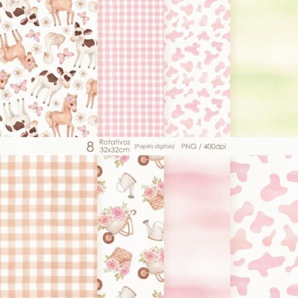 Kit Digital Fazendinha Menina Aquarela Png Imagens Scrapbook