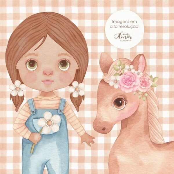 Kit Digital Fazendinha Menina Aquarela Png Imagens Scrapbook