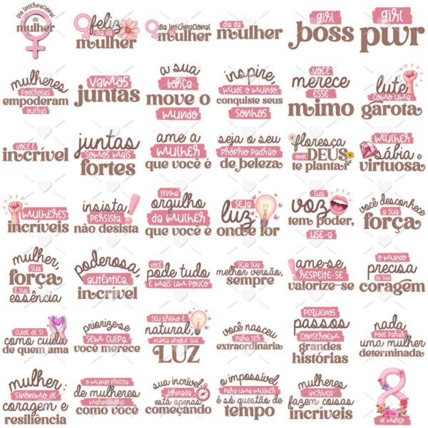 Kit Digital Feminino Rosa 2025 Elementos e Papéis PNG