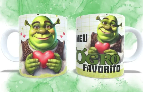 Kit Digital Fiona e Shrek para Sublimação em Canecas