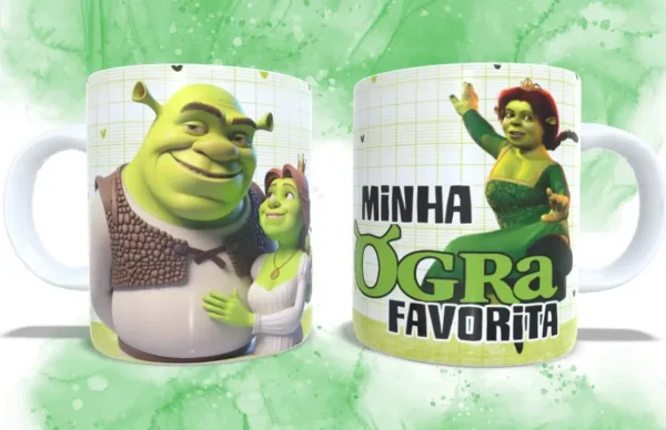Kit Digital Fiona e Shrek para Sublimação em Canecas