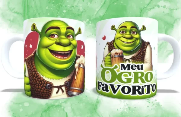 Kit Digital Fiona e Shrek para Sublimação em Canecas