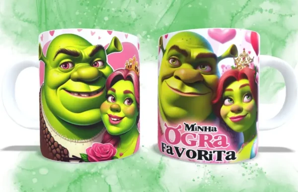Kit Digital Fiona e Shrek para Sublimação em Canecas