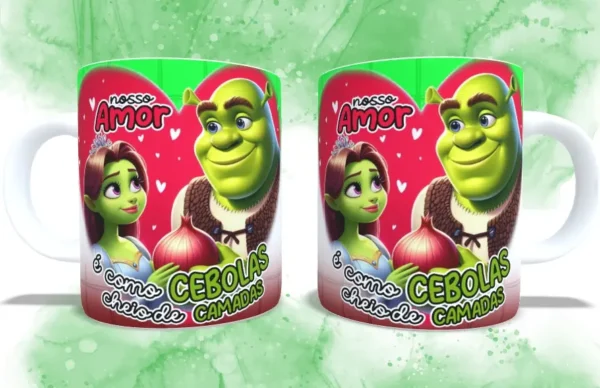 Kit Digital Fiona e Shrek para Sublimação em Canecas