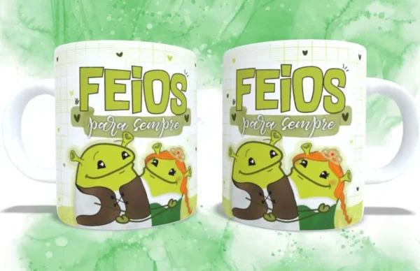 Kit Digital Fiona e Shrek para Sublimação em Canecas