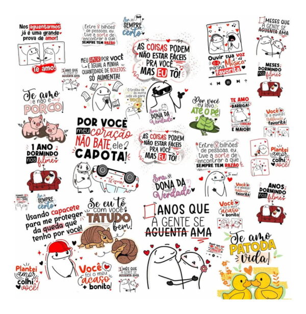 Kit Digital Flork Dia Dos Namorados Frases E Ilustrações Png