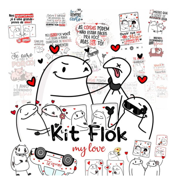 Kit Digital Flork Dia Dos Namorados Frases E Ilustrações Png