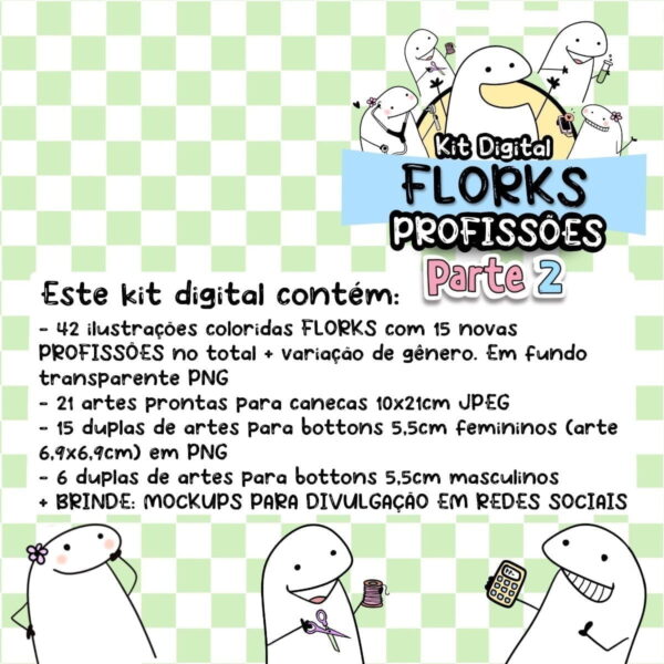 Kit Digital Flork Profissões 2 Secretária Bancária Papelaria