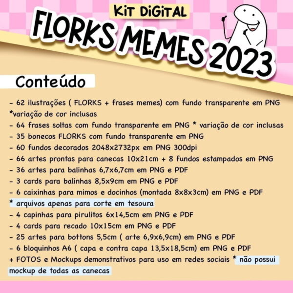 Kit Digital Florks Memes 2023 Artes Frases P Personalizados