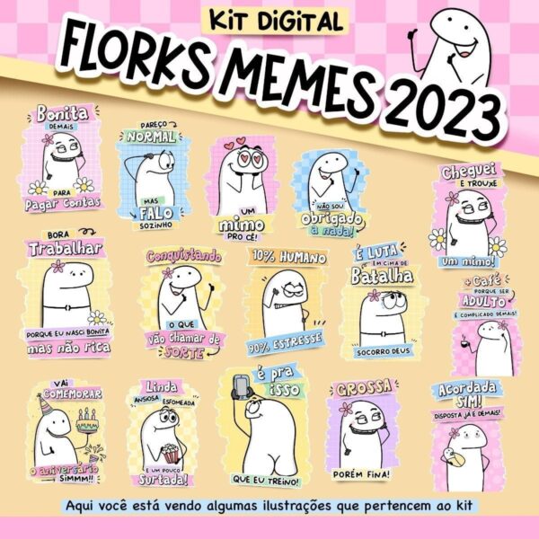 Kit Digital Florks Memes 2023 Artes Frases P Personalizados