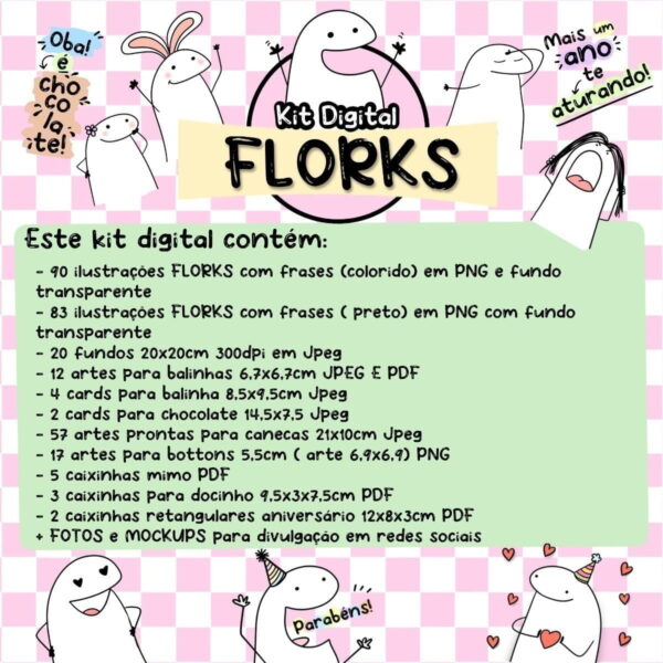 Kit Digital Florks Memes Signos Frases Ilustrações Caixa Tag