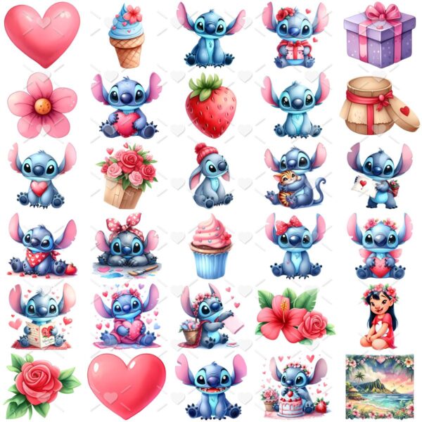 Kit Digital Ilustrações Stitch Artes Fofas Png Transparente