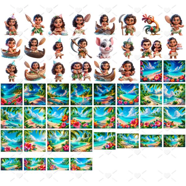 Kit Digital Moana Baby 3D Cute Fofo Ilustrações Png