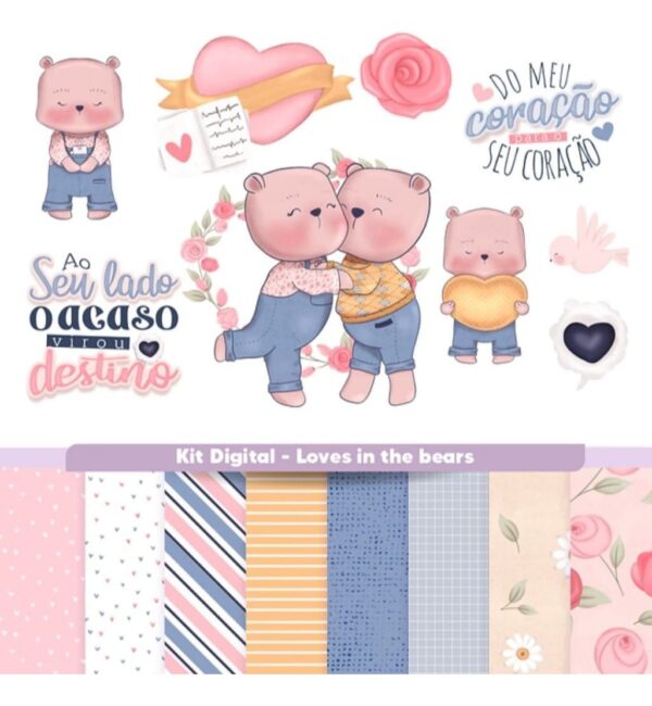 Kit Digital Namorados Loves In The Bears Frases Fofas Png
