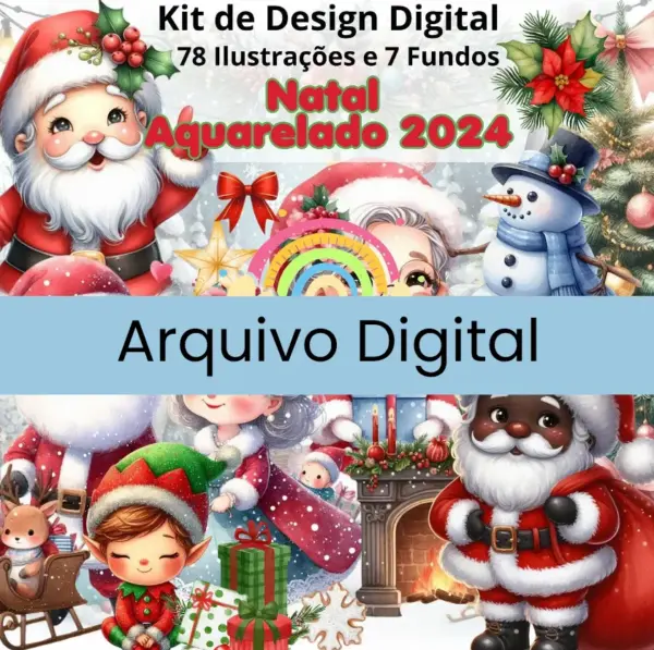 Kit Digital Natalino Papai Noel Artesanato E Personalizados 2