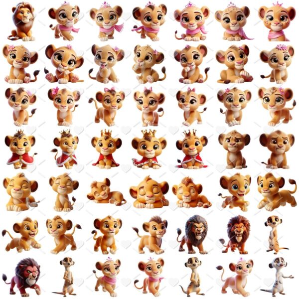 Kit Digital O Rei Leão 3D Cute Fofo Ilustrações Png
