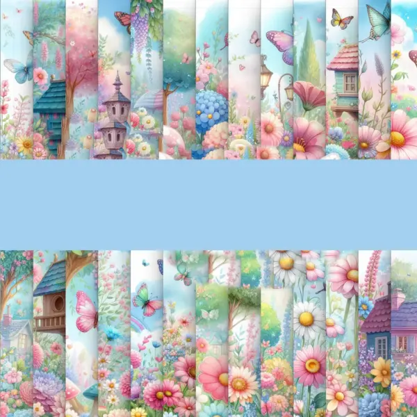 Kit Digital Png Borboletas Fundos Jardim Para Cartonagem