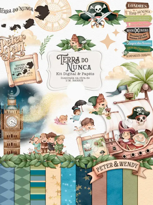 Kit Digital Png Peter Pan Para Scrapbooking E Sublimacao 2
