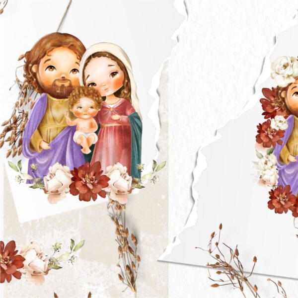 Kit Digital Sagrada Família Jesus Maria José Ilustrações Png