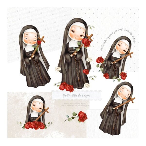 Kit Digital Santinhos Católicos Santa Rita De Cássia Png
