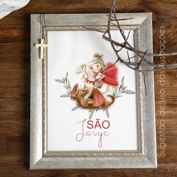 Kit Digital São Jorge Santinhos Ilustrações P Personalizados