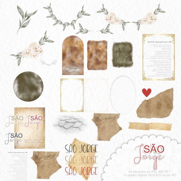 Kit Digital São Jorge Santinhos Ilustrações P Personalizados