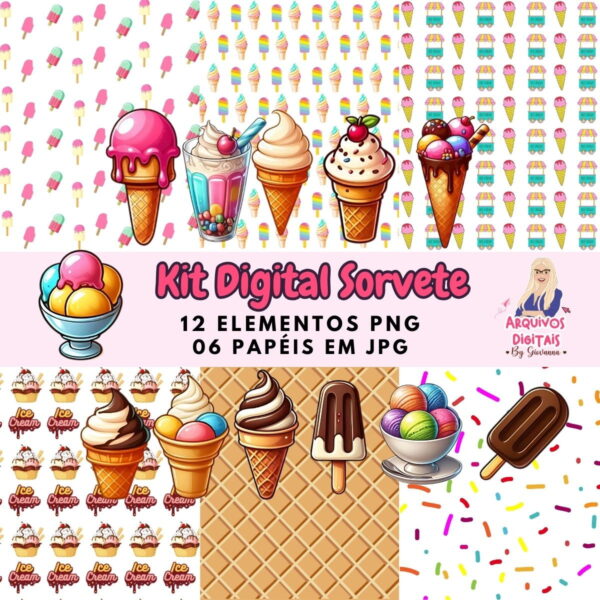 kit digital sorvete png scrapbook