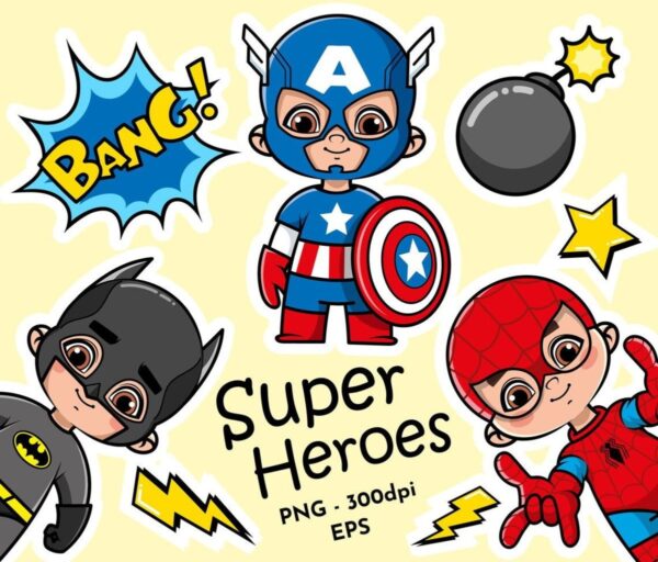kit digital super heroes cute elementos 1