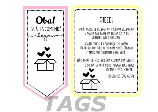 kit digital tags encomendas embalagens