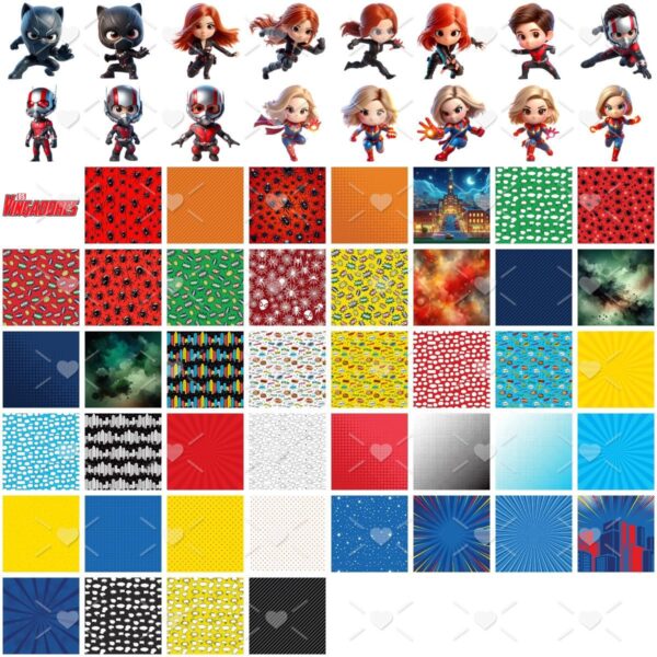 Kit Digital Vingadores Baby Png Ilustrações 3D Fofo