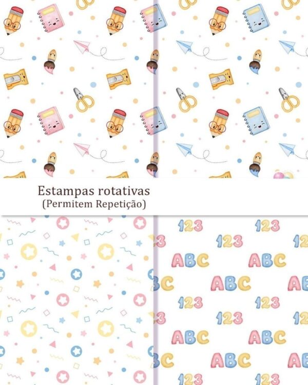 Kit Digital Volta Às Aulas Aquarela Raposa Panda Urso Png